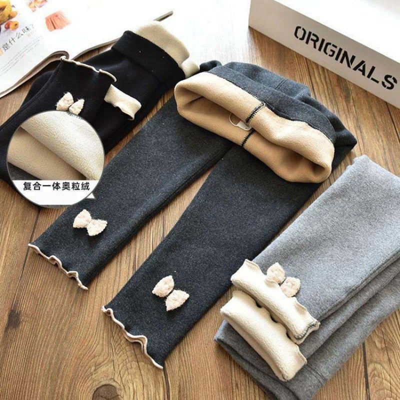 Girls' Leggings Fleece-Lined Thickened Little Girl'S Long Pants Children'S Warm Pants Outer Wear Winter Baby'S Cotton Pants - Image 2