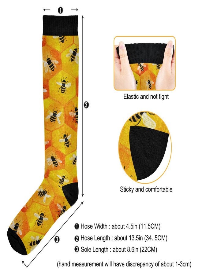 Wusikd Honeycombs Compression Socks for Women and Men Circulation Bee Long Socks for Athletic Running 1 - Image 4
