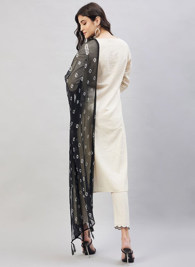 WineRed Floral Yoke Design Pure Cotton Kurta Set for Women - Image 5