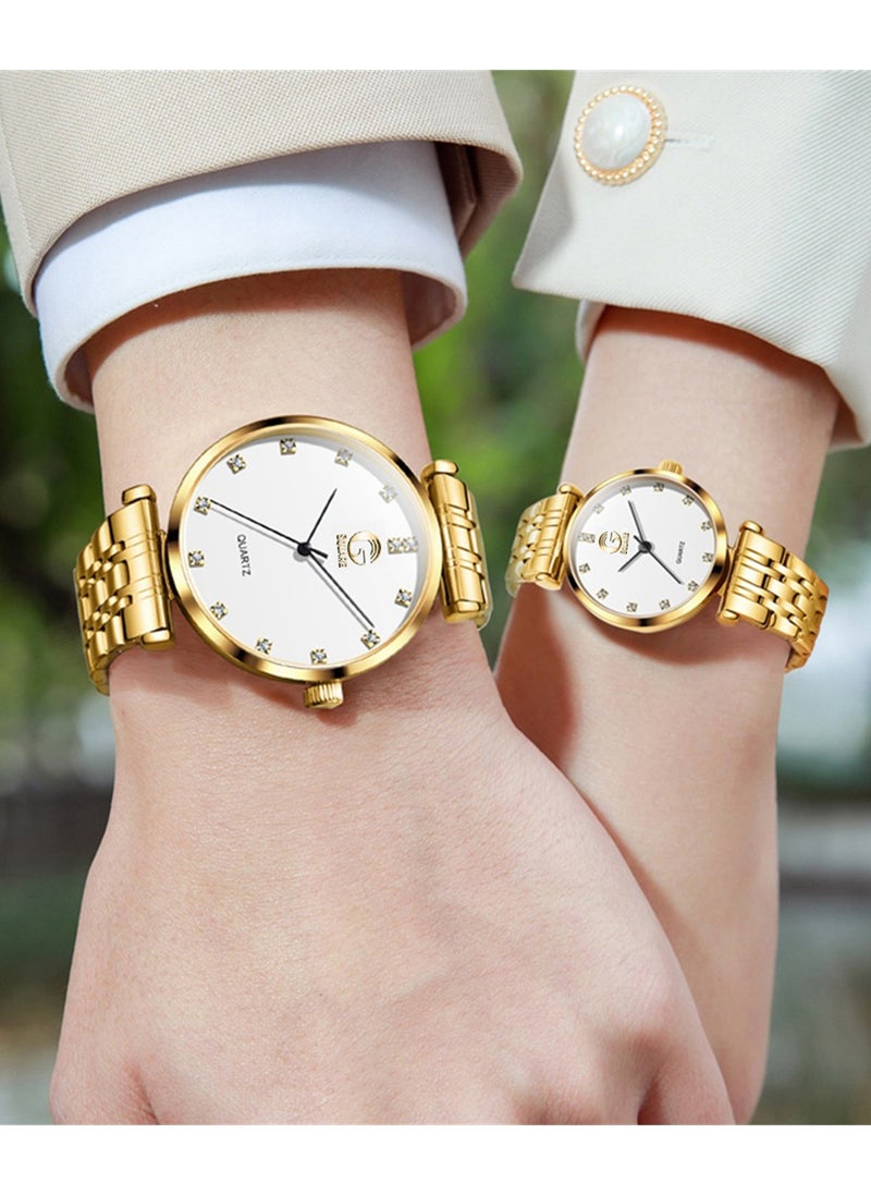 Gsquare Analog Quartz White Dial Stainless Steel Couple Set Watch - 5596  - Image 4