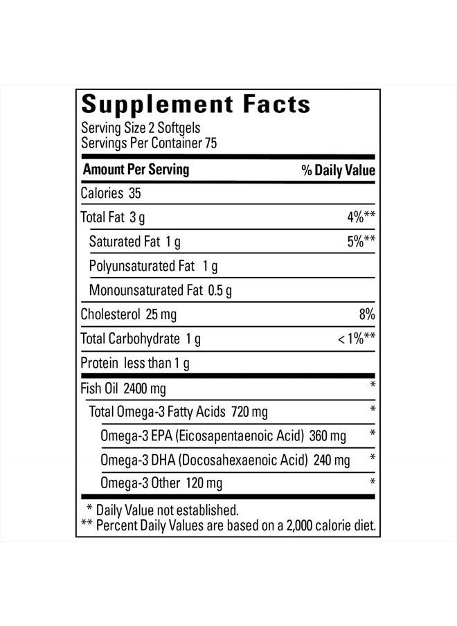 Nature Made - Fish Oil 1200 mg Softgels, Omega 3 Fish Oil for Healthy Heart Support, Omega 3 Supplement with 150 Softgels, 75 Day Supply - Image 1