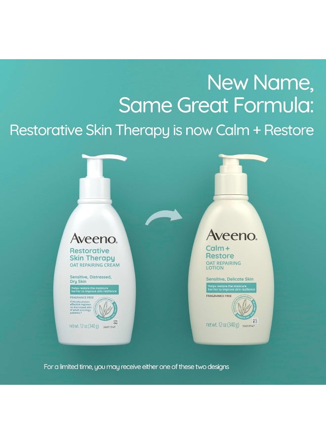 Aveeno Restorative Skin Therapy Moisturizing Oat Repairing Cream for Sensitive, Distressed, Dry Skin, with Prebiotic Oat & Aloe, Formulated without Parabens, Fragrance & Steroids, 12 oz - Image 2
