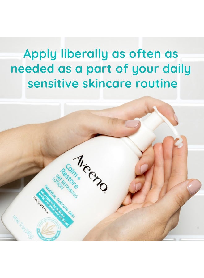Aveeno Restorative Skin Therapy Moisturizing Oat Repairing Cream for Sensitive, Distressed, Dry Skin, with Prebiotic Oat & Aloe, Formulated without Parabens, Fragrance & Steroids, 12 oz - Image 4