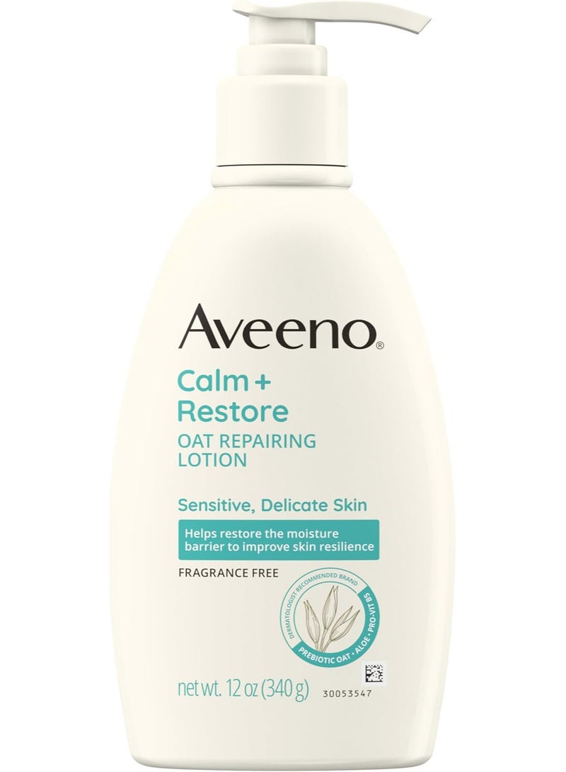 Aveeno Restorative Skin Therapy Moisturizing Oat Repairing Cream for Sensitive, Distressed, Dry Skin, with Prebiotic Oat & Aloe, Formulated without Parabens, Fragrance & Steroids, 12 oz - Image 1