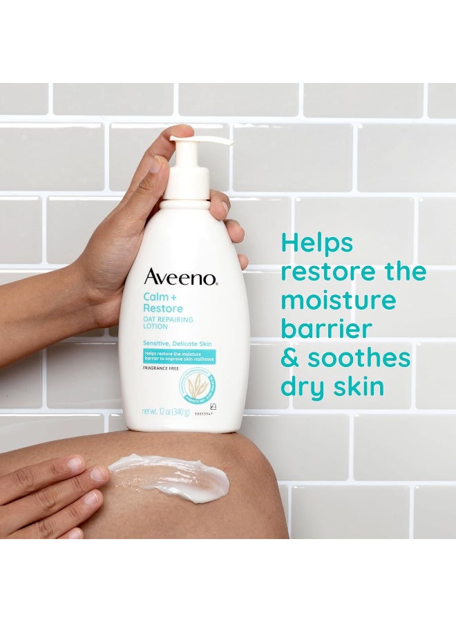 Aveeno Restorative Skin Therapy Moisturizing Oat Repairing Cream for Sensitive, Distressed, Dry Skin, with Prebiotic Oat & Aloe, Formulated without Parabens, Fragrance & Steroids, 12 oz - Image 5