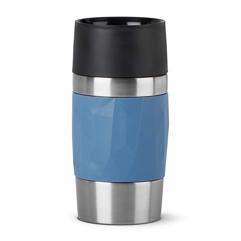 Emsa N21602 Travel Mug Compact ThermoInsulated Mug Made of Stainless Steel 03 litres 3 Hours Hot 6 Hours Cold BPAFree 100 LeakProof Dishwasher Safe 360 Drinking Opening Blue