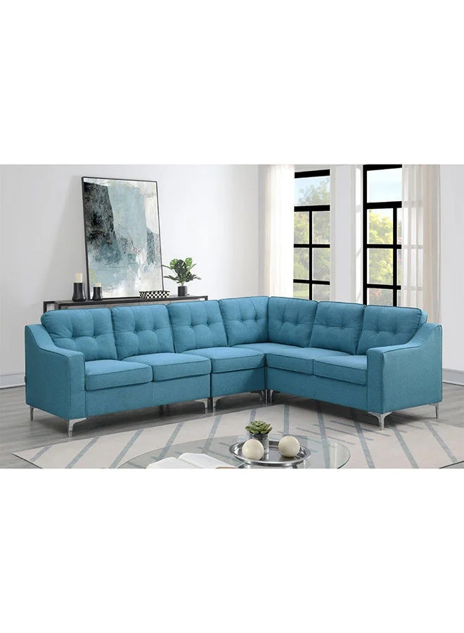 DANUBE HOME Tamara 5 Seater SectionaFabric Corner Sofa Modern Design L-Shape Sofas Living Room Furniture 130x80x88cm Turquoise