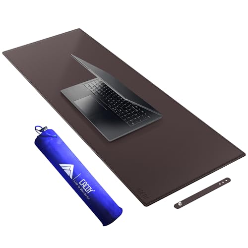 Cacoy 40" x 16" PU Leather Desk Pad Blotters, XXL Large Computer Mouse Pad for Office and Home Work, Waterproof Desk Mat Protector Gaming Keyboard Mousepad (Dark Brown) - Image 1