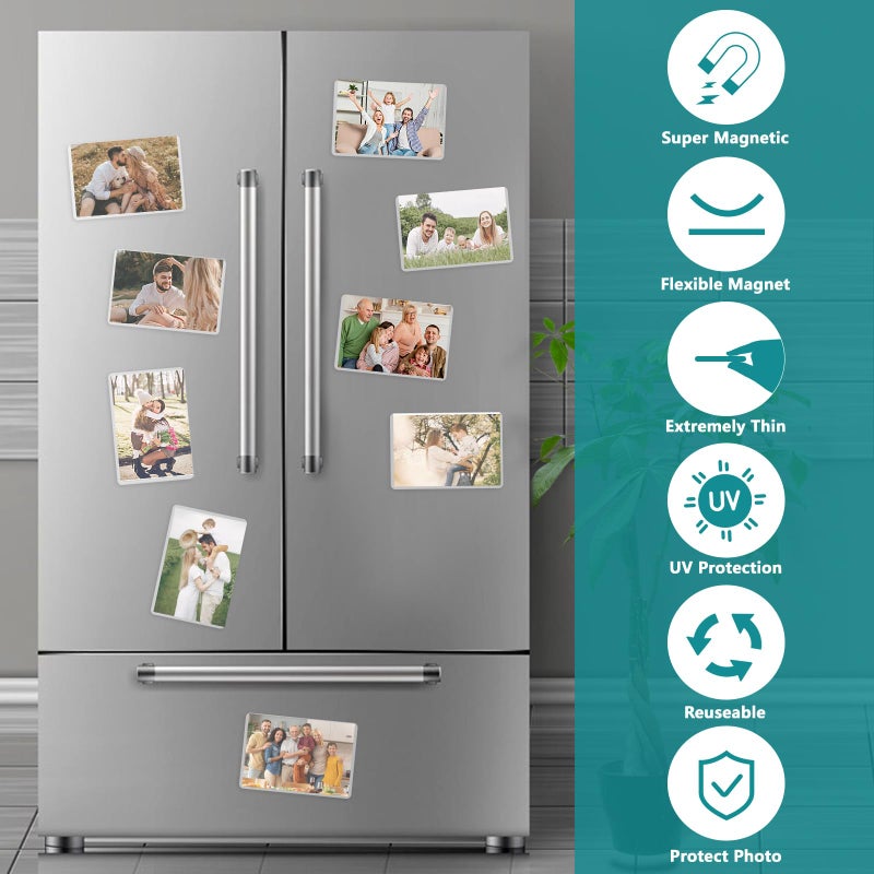 Sloworld Magnetic Picture Frame  10 Pack Magnetic Photo Frames for Refrigerator 4""x6"" Magnetic Frame Reusable  Refrigerator Magnets Picture Frames for Locker/ Whiteboard/ Office Cabinet/ Fridge (White 10 Pack) - Image 4