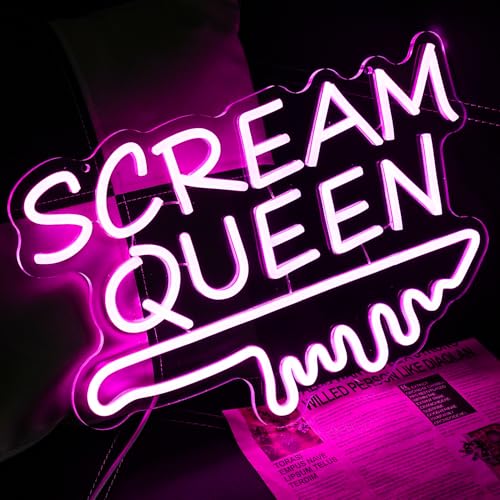 LULANMP Scream Queen Neon Sign for Wall Decor Dimmable Neon Knife Sign for Teen Girl Room Pink LED Letter Neon Sign Room Dorm Art Wall Decor (16.5''*11'') - Image 4