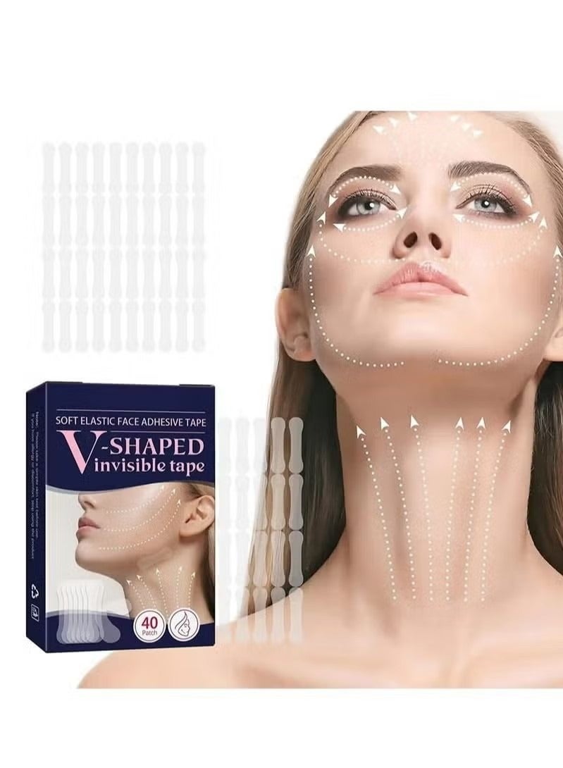 80 Pcs Face Lift Tape V Shaped Invisible Stickers Double Chin V Line Lifting Patch Tighten Hide And Wrinkles Around The Eyes and Neck Saggy Skin Make-up Tools - Image 1