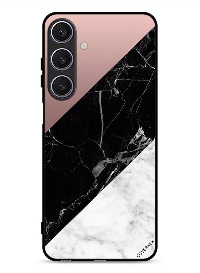 Covernex Samsung Galaxy A26 Protective Case Cover Marble & Plain Combination Pattern - Image 1