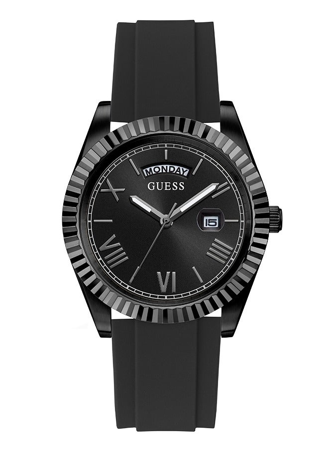 GUESS Mens Black Silicone Strap Day/Date Watch - GW0335G1 - Image 1