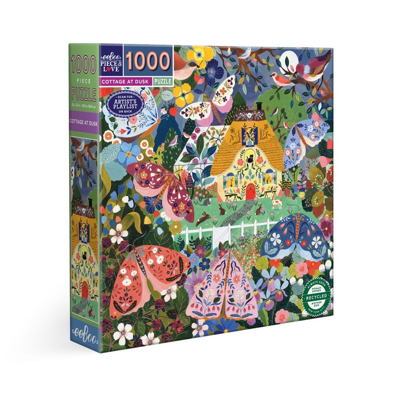 eeBoo 1000 Piece Puzzle - Cottage at Dusk Jigsaw Puzzle for Adults, Square 23" x 23" Made with Recycled Board & Vegetable-Based Ink - Image 4
