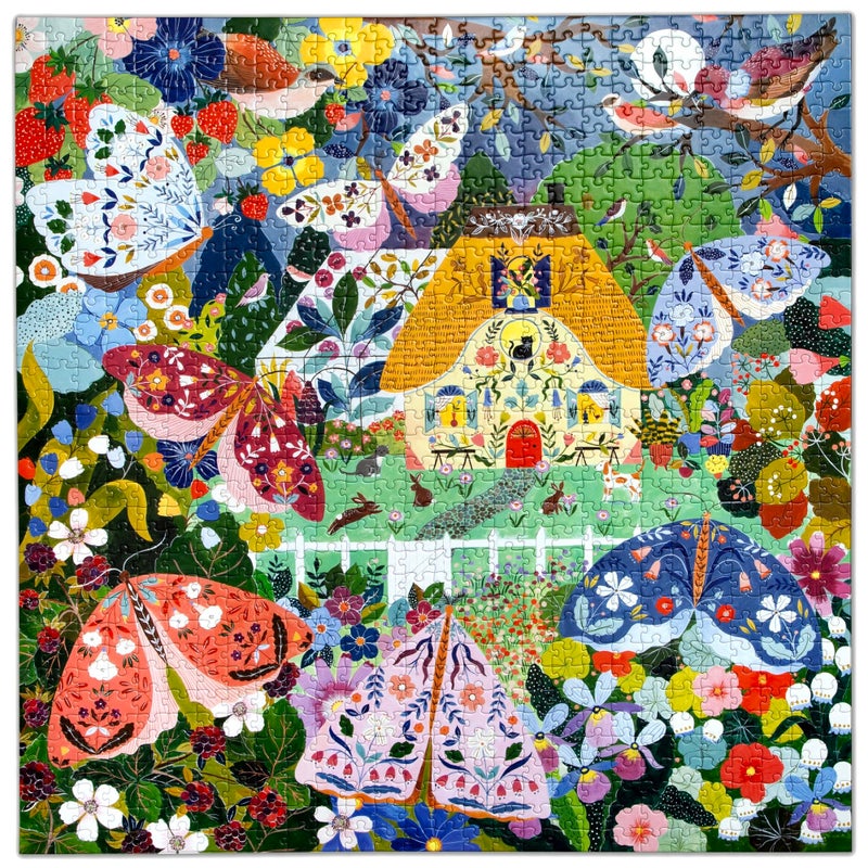 eeBoo 1000 Piece Puzzle - Cottage at Dusk Jigsaw Puzzle for Adults, Square 23" x 23" Made with Recycled Board & Vegetable-Based Ink - Image 3