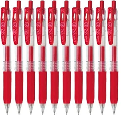 Zebra Technologies Zebra Sarasa Clip 1.0 Retractable Gel Ink Pen, Rubber Grip, 1.0mm, Red Ink, Value Set of 10 - Image 2