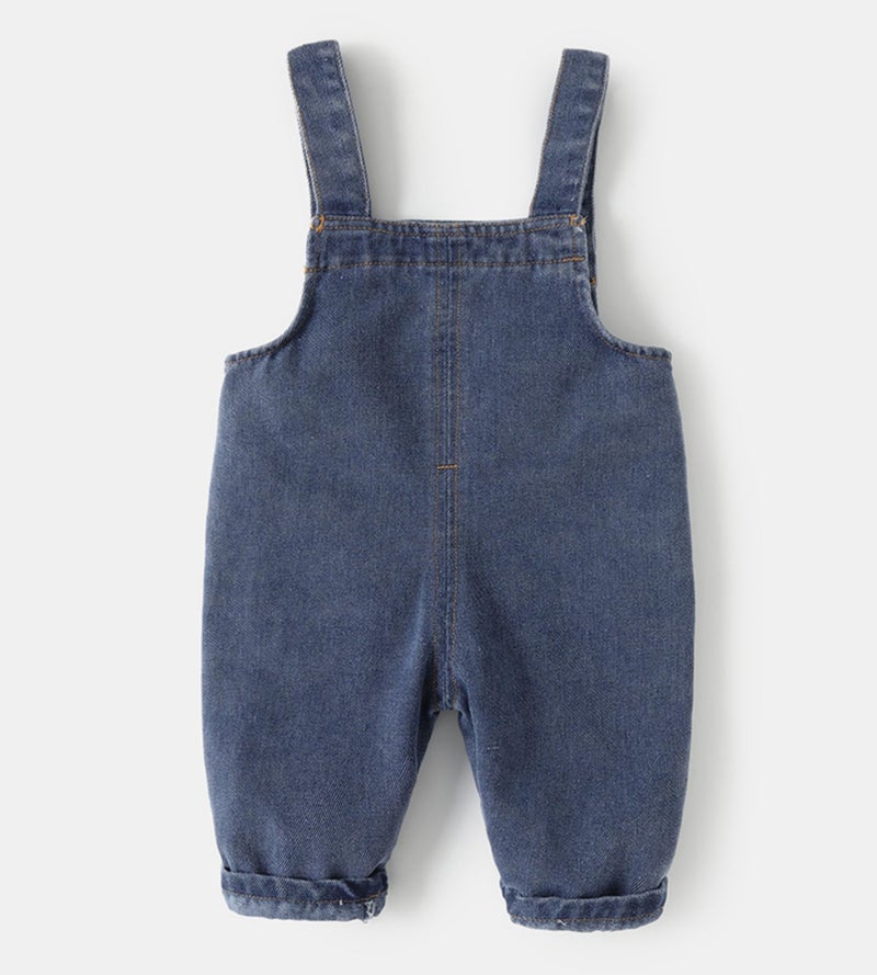 DOCOLL Baby Denim Overall Toddler Soft Cute Workwear Bib Pants Jeans Jumpsuit Button Shoulder Straps Outfit Blue 2-3T - Image 3