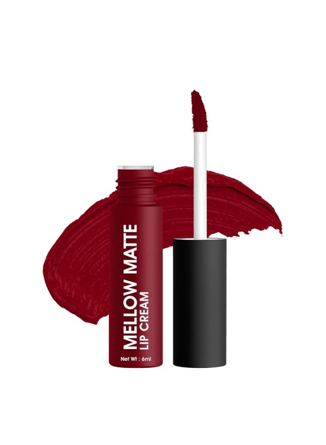 Colors Queen Mellow Matte Lip Cream, Long Wear Liquid Matte Lipstick, Velvety Soft Finish, Weightless Formula, Long Lasting Lipstick, for Women (01- Red Velvet) 6ml - Image 1