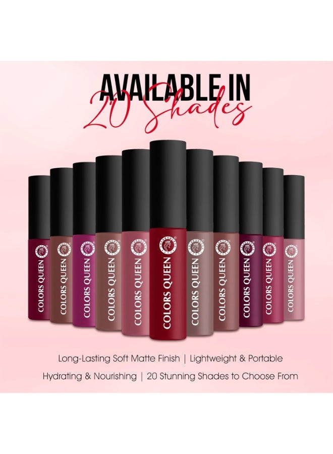 Colors Queen Mellow Matte Lip Cream, Long Wear Liquid Matte Lipstick, Velvety Soft Finish, Weightless Formula, Long Lasting Lipstick, for Women (01- Red Velvet) 6ml - Image 4