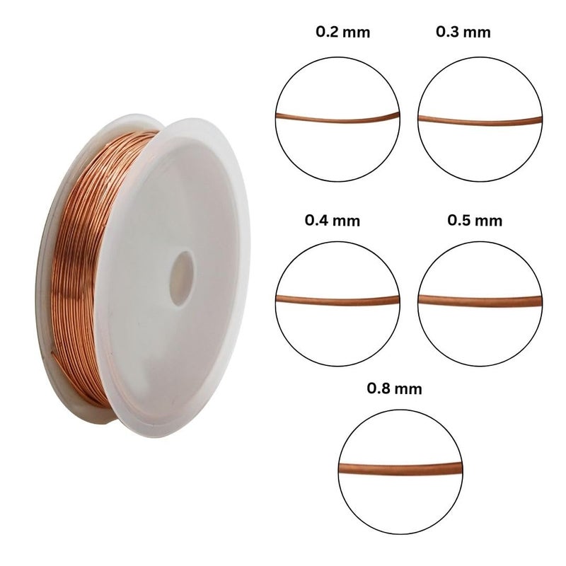 SATRA TRADERS Jewellery Copper Wire Tarnish Proof Brass Bendable Metal Wire for Jewellery Making Sculpting Modelling Crafts Wire Weaving & Wrapping |Size : 0.8 Approx 3-4mtr | Qty : 1pc | Rosegold - Image 2