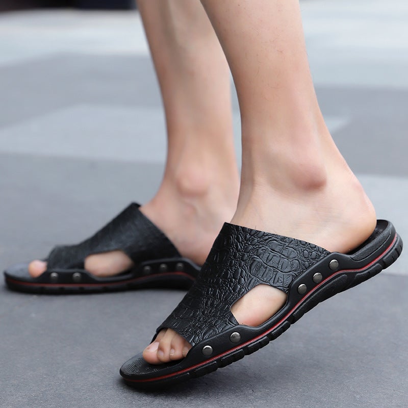 2025 Summer Open Toe Sliding Shoes Cowhide Lightweight 48 Plus Size Retro Trendy Shoes Non-Slip Leg Sandals Breathable Men'S Shoes - Image 4