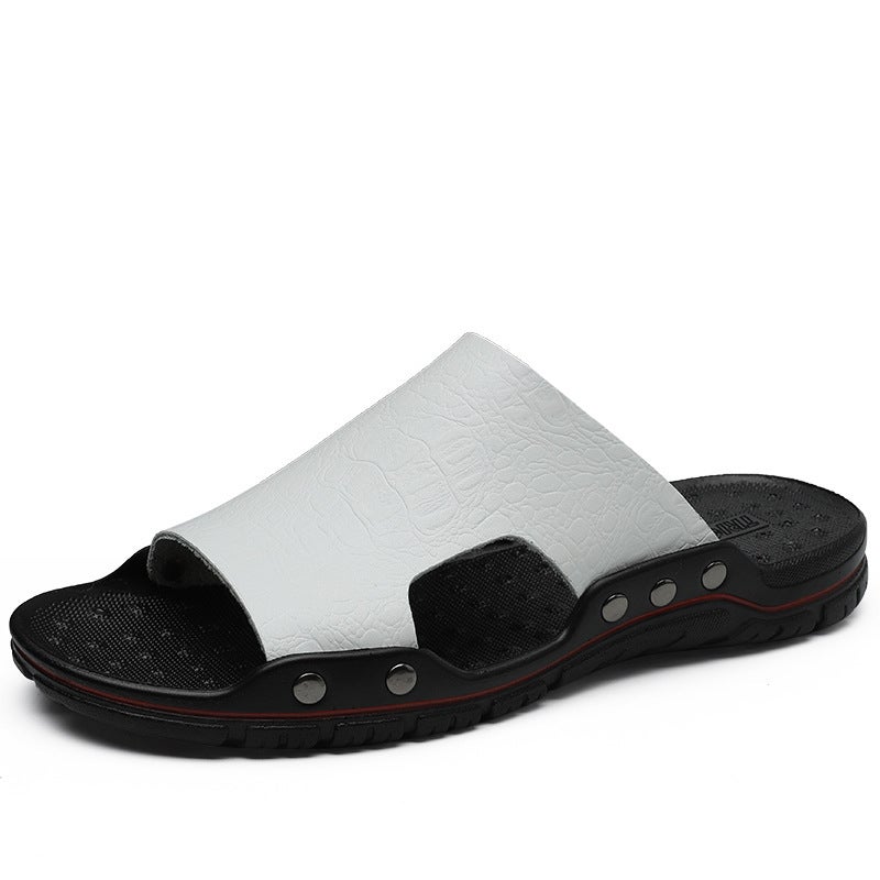 2025 Summer Open Toe Sliding Shoes Cowhide Lightweight 48 Plus Size Retro Trendy Shoes Non-Slip Leg Sandals Breathable Men'S Shoes - Image 1