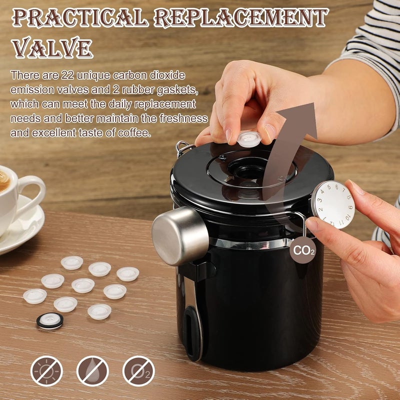 Tondiamo Tondiamo 22 Pcs PE Valve Filter Set Replacement Valves for Coffee Canisters with 2 Rubber Rings Degassing One Way Breather for Bean Container Bag Food Bags - Image 3