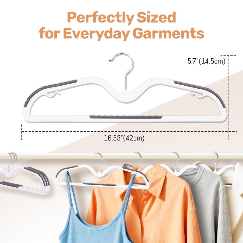 Sishynio 20 Pack Short Neck Plastic Hangers, Heavy Duty Clothes Hangers with Non-Slip Pads,Space Saving Closet Organizer for Shirts, Coats, Pants (Grey) - Image 2