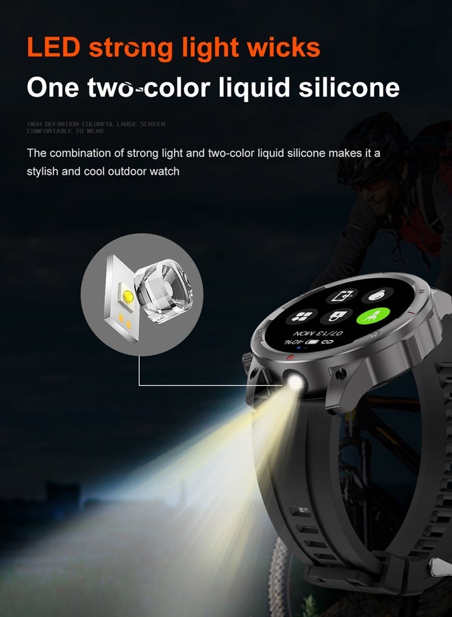 RollsTimi  Men's Smart Watch Outdoor Sports Waterproof Watch Multi-sports Mode Bluetooth Call Health And Sleep Monitoring LED Glare Wick RT-DK68 Black Tape - Image 5