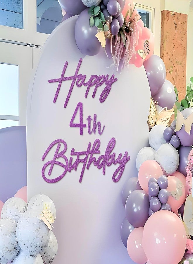 MASTRON Happy Birthday with 0-9 Numbers Sign for Backdrop - Glitter Felt Custom Age Happy Birthday Decal for Balloon Arch Birthday Decorations Baby Shower - Purple - Image 1