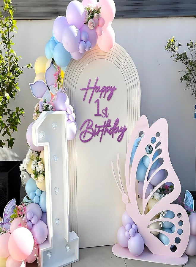 MASTRON Happy Birthday with 0-9 Numbers Sign for Backdrop - Glitter Felt Custom Age Happy Birthday Decal for Balloon Arch Birthday Decorations Baby Shower - Purple - Image 2