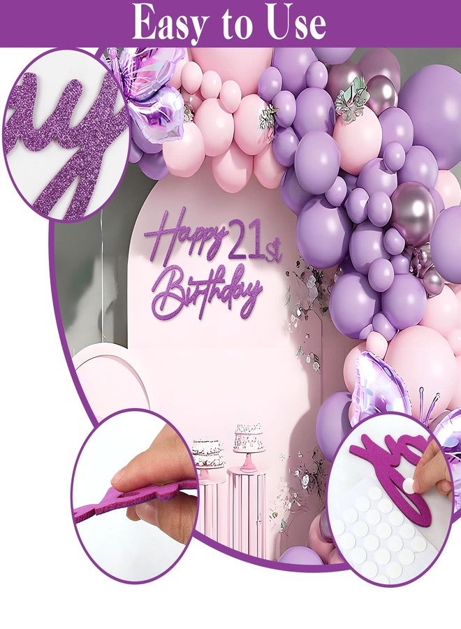 MASTRON Happy Birthday with 0-9 Numbers Sign for Backdrop - Glitter Felt Custom Age Happy Birthday Decal for Balloon Arch Birthday Decorations Baby Shower - Purple - Image 5