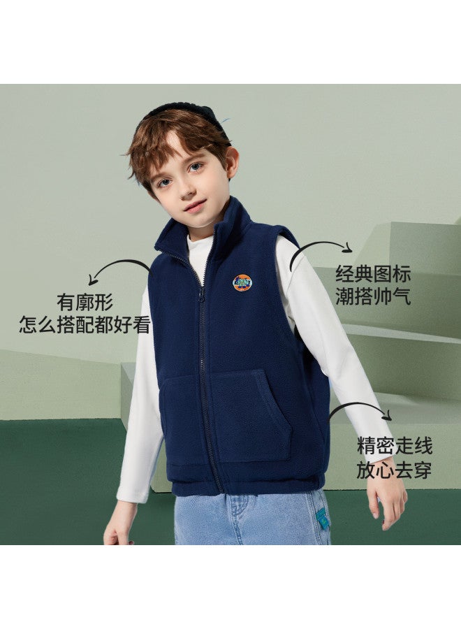 abckids Boy's Vest, Autumn 2025, Medium To Large Children's Simple Stand Collar Casual Sleeveless Vest, Versatile Fleece Wear - Image 4