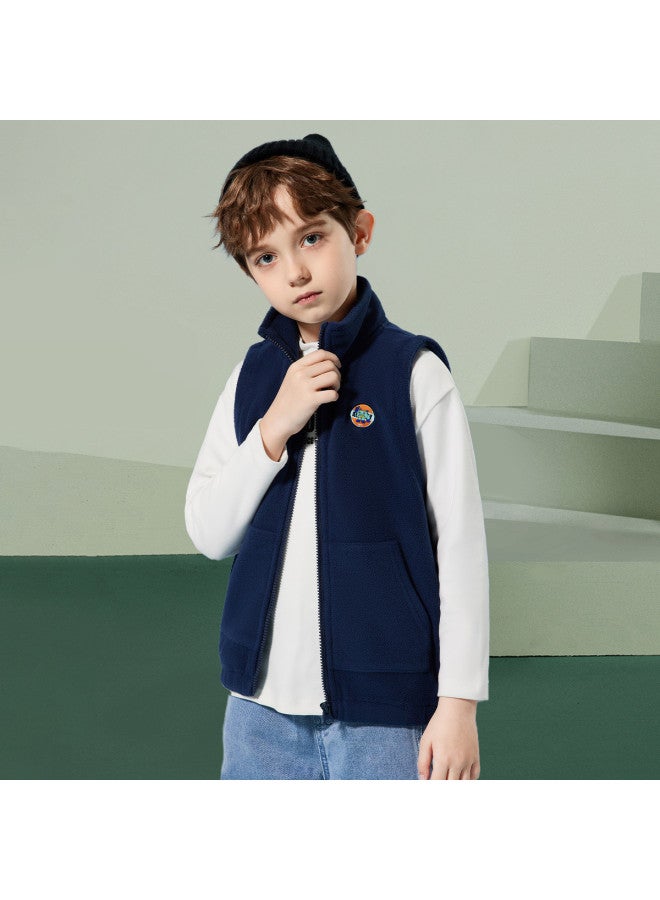 abckids Boy's Vest, Autumn 2025, Medium To Large Children's Simple Stand Collar Casual Sleeveless Vest, Versatile Fleece Wear - Image 5