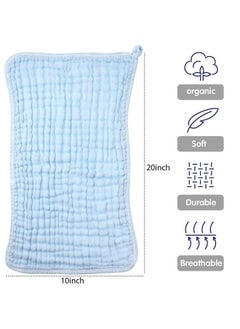 Irenare 6 Pieces Large 20 X 10 Inch Muslin Burp Cloths Multi Colors Cotton Muslin Washcloths Baby Burping Cloth Diapers 6 Absorbent Layers Muslin Face Towels For Baby (Blue Series)  - Image 4