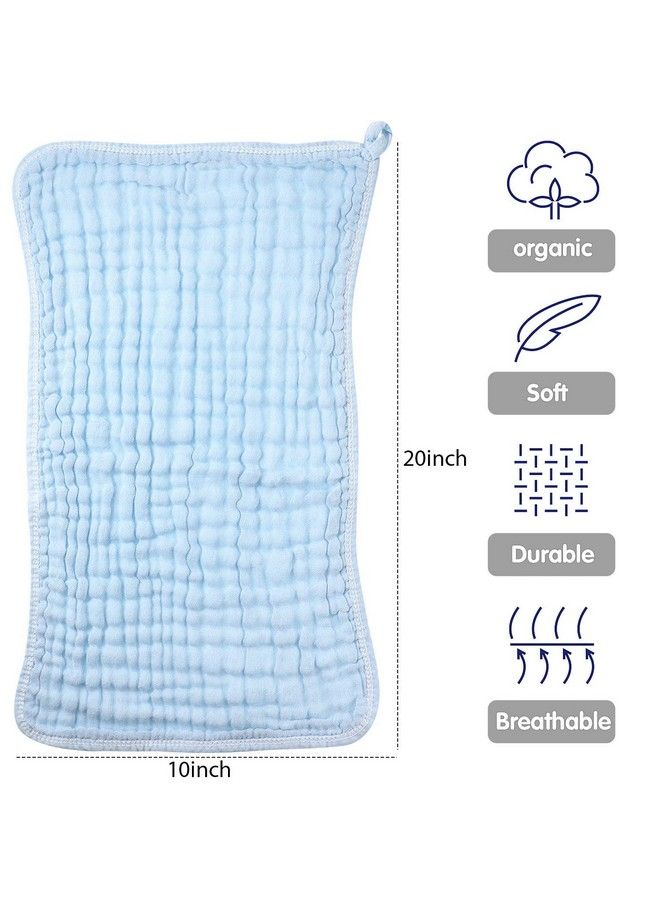 Irenare 6 Pieces Large 20 X 10 Inch Muslin Burp Cloths Multi Colors Cotton Muslin Washcloths Baby Burping Cloth Diapers 6 Absorbent Layers Muslin Face Towels For Baby (Blue Series) - Image 4