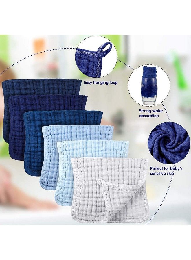 Irenare 6 Pieces Large 20 X 10 Inch Muslin Burp Cloths Multi Colors Cotton Muslin Washcloths Baby Burping Cloth Diapers 6 Absorbent Layers Muslin Face Towels For Baby (Blue Series) - Image 5