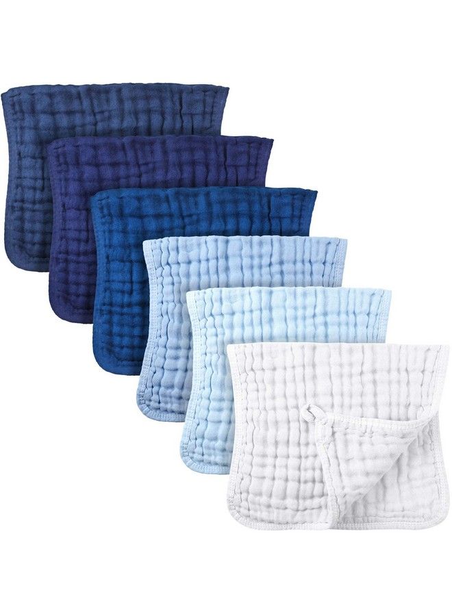 Irenare 6 Pieces Large 20 X 10 Inch Muslin Burp Cloths Multi Colors Cotton Muslin Washcloths Baby Burping Cloth Diapers 6 Absorbent Layers Muslin Face Towels For Baby (Blue Series) - Image 2