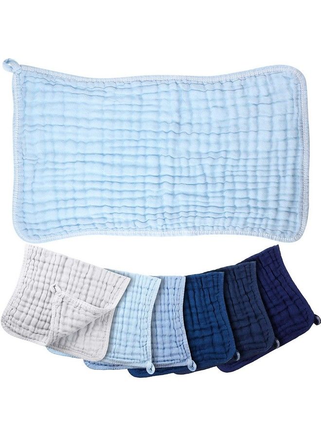 Irenare 6 Pieces Large 20 X 10 Inch Muslin Burp Cloths Multi Colors Cotton Muslin Washcloths Baby Burping Cloth Diapers 6 Absorbent Layers Muslin Face Towels For Baby (Blue Series) - Image 3