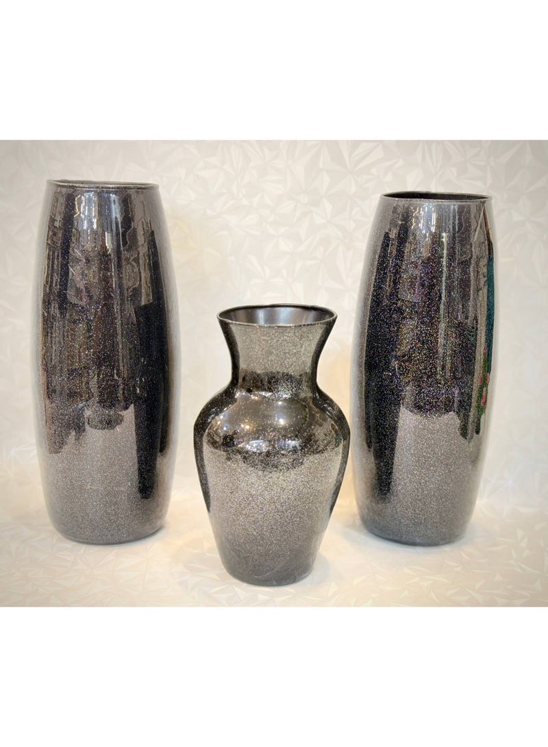 ناما طقم فازات (مزهريات) ديكورية لامعة بتصميم "الليل المرصع بالنجوم"