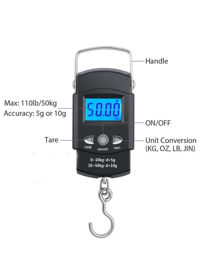 BLAPOXE Electronic Kitchen LCD Display Scale Pocket Digital Weighing Fishing and Luggage Hanging Hook Scales (Black, 50 kg/110 lb) - Image 5