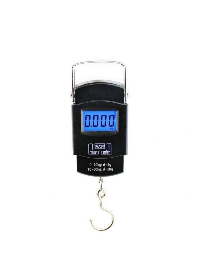 BLAPOXE Electronic Kitchen LCD Display Scale Pocket Digital Weighing Fishing and Luggage Hanging Hook Scales (Black, 50 kg/110 lb) - Image 1