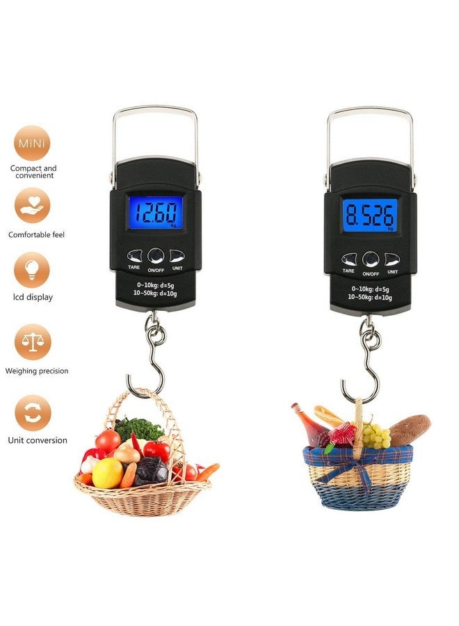 BLAPOXE Electronic Kitchen LCD Display Scale Pocket Digital Weighing Fishing and Luggage Hanging Hook Scales (Black, 50 kg/110 lb) - Image 2