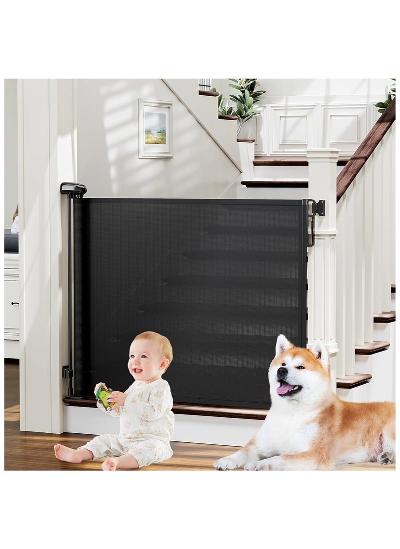 NNEWVANTE Retractable Baby Gates for Stairs, Retractable Dog Gate Indoor Extends to 54" Wide 34" Tall, Child Gates for Doorways, Stair Gate Use for Outdoor, Indoor, Hallways, Doorways, Deck, Porch  - Image 1