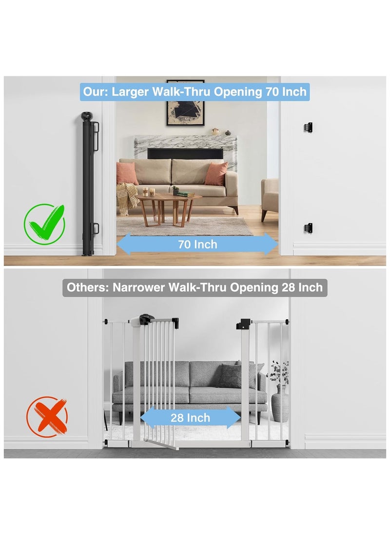 NNEWVANTE Retractable Baby Gates for Stairs, Retractable Dog Gate Indoor Extends to 54" Wide 34" Tall, Child Gates for Doorways, Stair Gate Use for Outdoor, Indoor, Hallways, Doorways, Deck, Porch  - Image 4