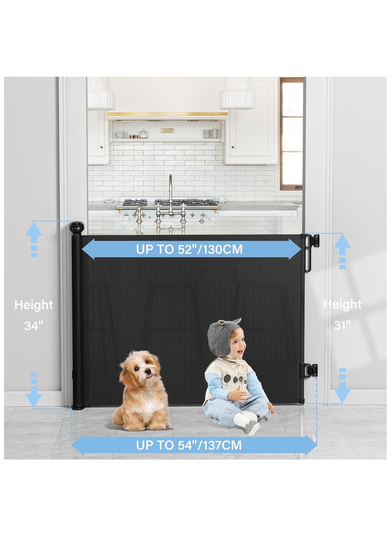 NNEWVANTE Retractable Baby Gates for Stairs, Retractable Dog Gate Indoor Extends to 54" Wide 34" Tall, Child Gates for Doorways, Stair Gate Use for Outdoor, Indoor, Hallways, Doorways, Deck, Porch  - Image 2