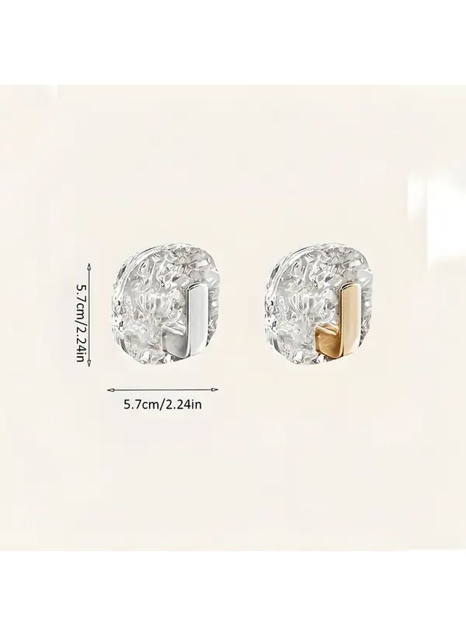 Golden 4PCS No Drill Water Ripple Wall Hooks Self Adhesive Damage Free for Keys Towels - Image 4