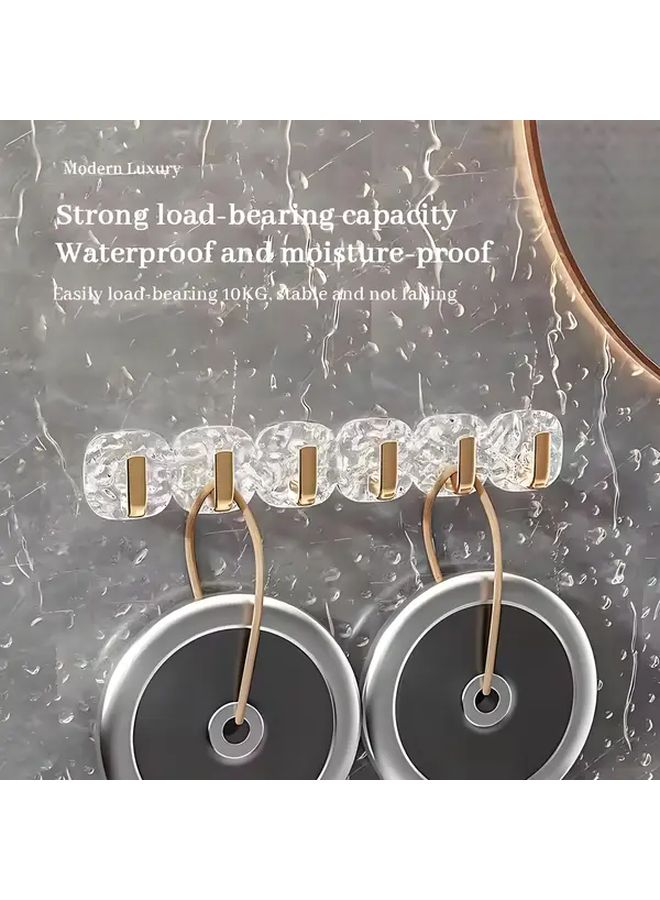 Golden 4PCS No Drill Water Ripple Wall Hooks Self Adhesive Damage Free for Keys Towels - Image 5