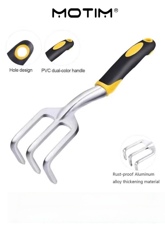 Motim 5 PCS Garden Tool Set Including Transplanting Spade Trowel Cultivator Pruner Gardening Gloves Heavy Duty Cast-Aluminium Garden Tools Kit for Gardening Potting Flowering Planting Yellow  - Image 3