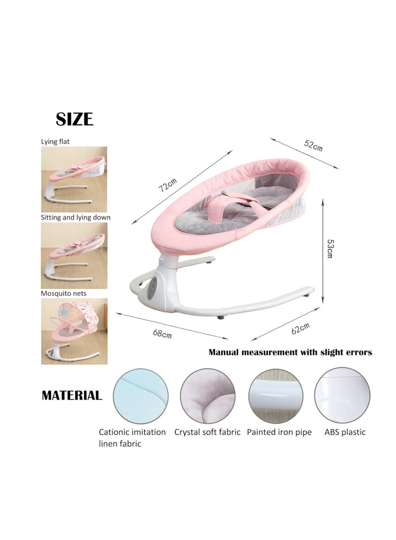  CityRiya-Long أرجوحة أطفال كهربائية متعددة الوظائف مع جهاز تحكم عن بعد لحديثي الولادة والرضع والأطفال الصغار كرسي هزاز محمول مع شبكة ناموسية للاستخدام الداخلي والخارجي (وردي) - Image 2